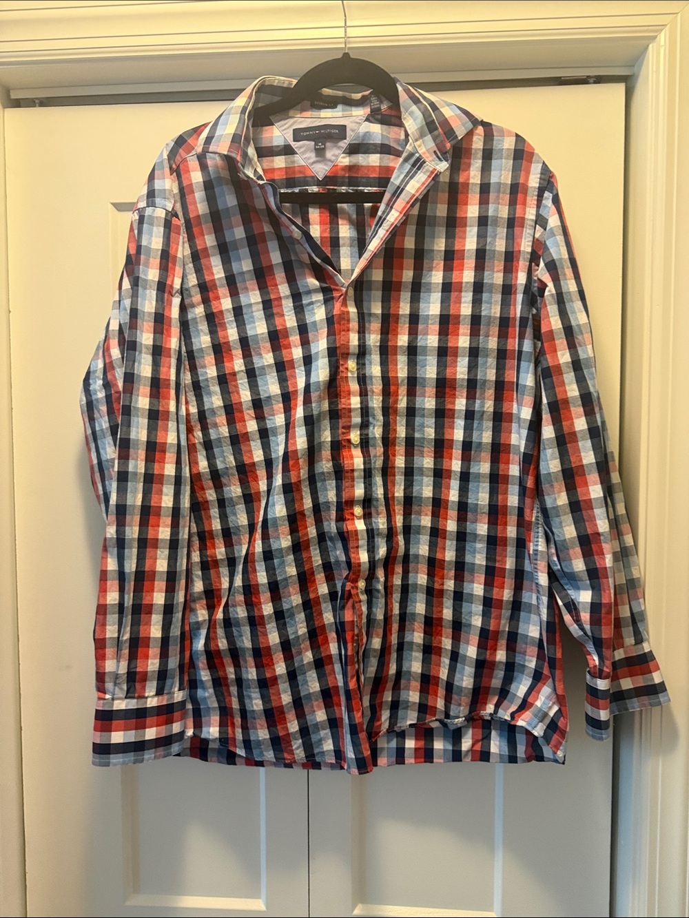 Tommy Hilfiger Red, White & Blue Plaid Button-Up Shirt